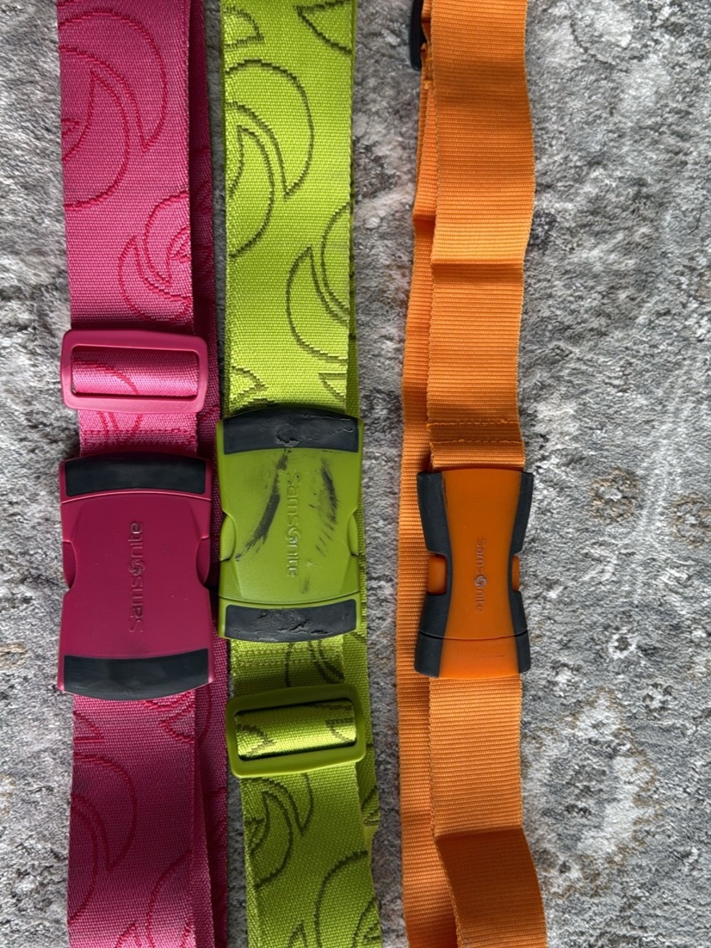 Samsonite Pink, Green and Orange Luggage Straps